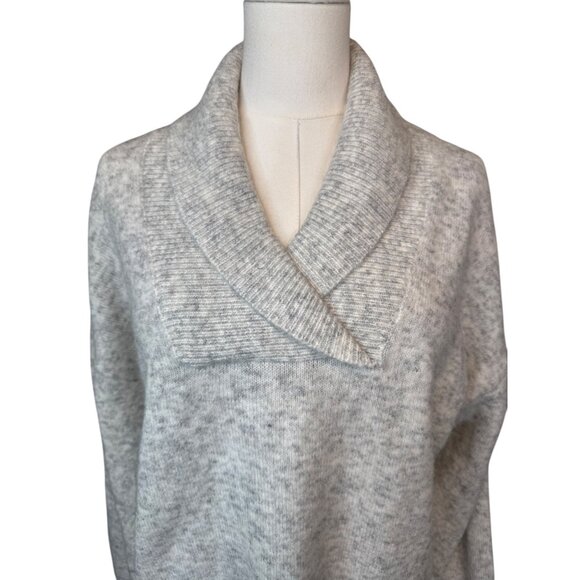 2/$30 Madewell Vinson Shawl-Collar L Pullover Sweater Heathered Stonewall Gray - Picture 5 of 14